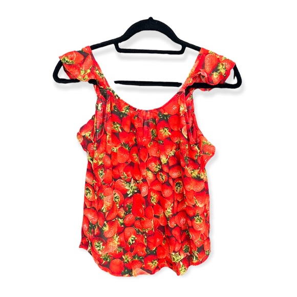 Anthropologie Strawberry Ruffle Top - Picture 3 of 7